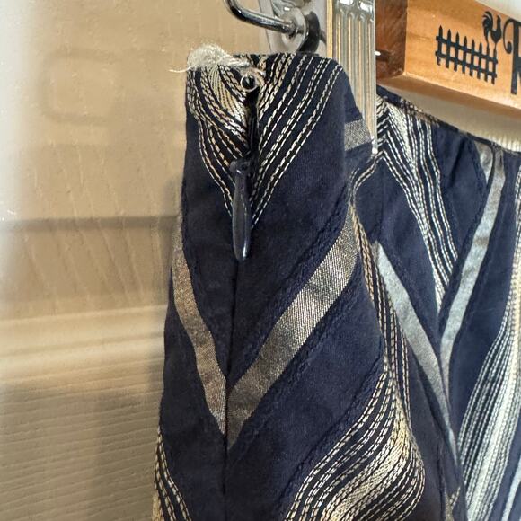 Ann Taylor LOFT Navy & Metallic A-Line Skirt Size 12 Lightweight Summer Chic - Picture 6 of 8